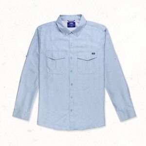 AFTCO Men's Vertex L/S Woven, MAGNUM BLUE, FISHING Small, NWT